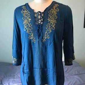 Embroidered Peasant Top